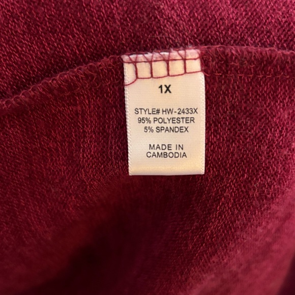 Women's Red Open Front Cardigan Sweater SZ 1X - Picture 2 of 4